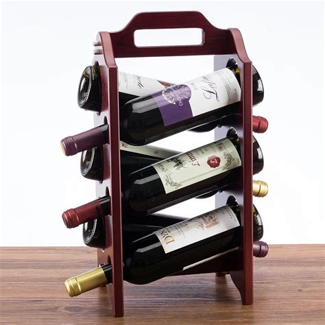 Creative Simple Style Wine Red Wooden Red Wine Rack Six Bottles Holderswine Rackwine Bottle