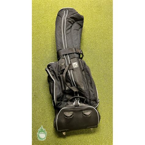 Pre Owned Black Golf Bag Soft Travel Case With Wheels 2 Pockets