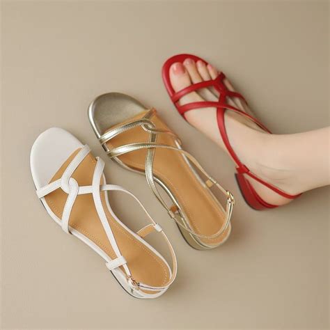 Low Heel Leather Sandals Shoes Flats Sandals Zapatos Shoes Fashion