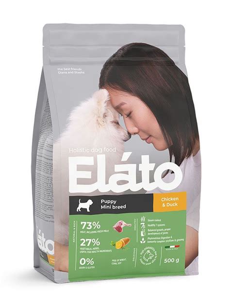 Elato Holistic с курицей и уткой для щенков мелких пород 500г купить ...