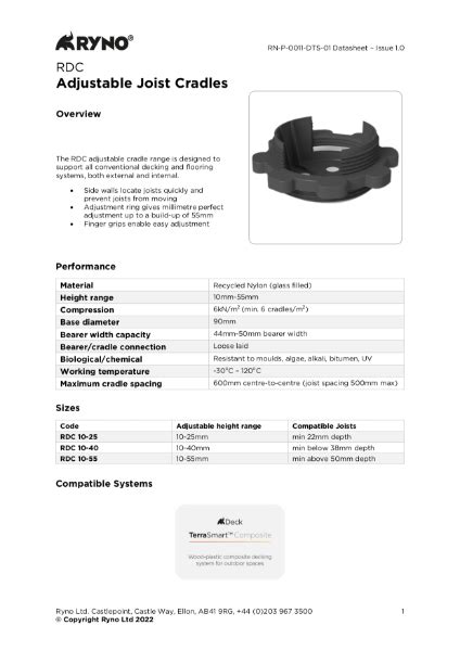 Rdc Joist Cradle Datasheet Ryno Nbs Source