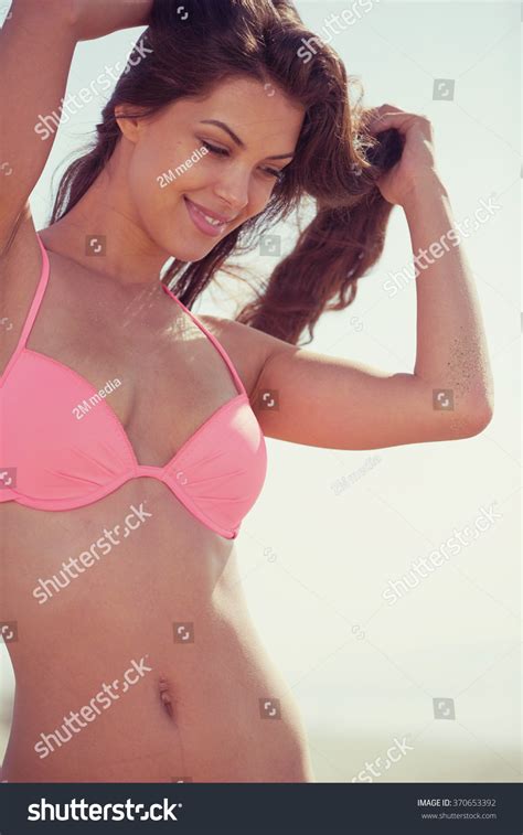 Portrait Happy Sexy Girl Pink Bikini Stock Photo Shutterstock