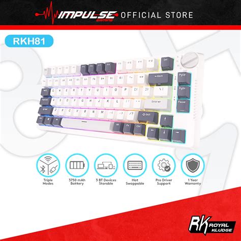 Royal Kludge RKH RGB Mechanical Gaming Keyboard Hot Swap Wired Wireless Bluetooth