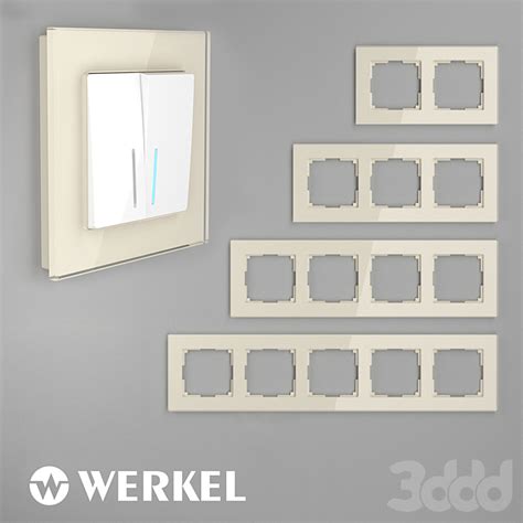 ОМ Стеклянные рамки для розеток и выключателей Werkel Favorit (молочный ...