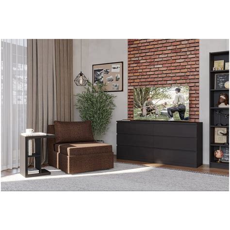 Кресло-кровать с подушкой и ящиком для белья коричневое "Такка ...