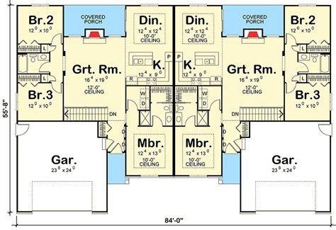 Modest Ranch Duplex House Plan - 62610DJ | Architectural Designs ...