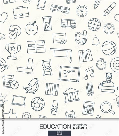 Education wallpaper. Black and white school and university seamless ...