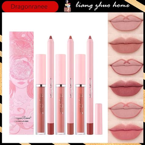 Pcs Box Color Matte Waterproof Velvet Nude Lipstick Lipliner Pencil Kit Sexy Red Brown