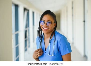 Portrait Friendly Smiling Confident Female Healthcare Stock Photo