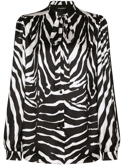 Dolce Gabbana Zebra Print Pussy Bow Collar Shirt Farfetch