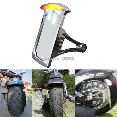 Chrome Motorcycle LED Tail Brake Light Mount License Plate Side Mount