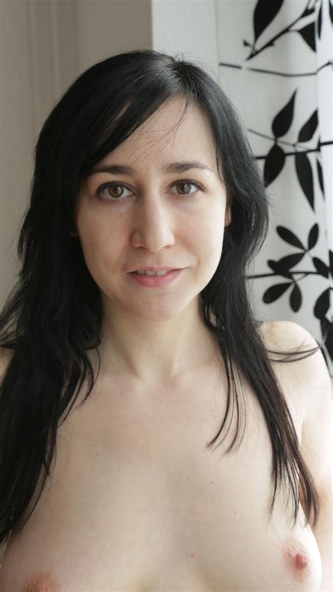 Brunette First Timer Displays Her Natural Tits Before Getting Totally Naked CoedCherry