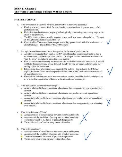 Chapter Multiple Choice Questions Busn Chapter The World