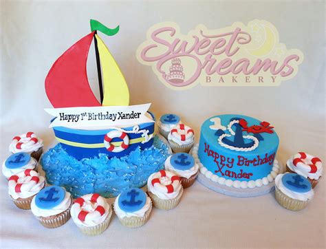 Sail Boat Party Cake Smash Cake And Cupcakes From Sweet Dreams Bakery