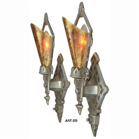 Pair Of Antique Restored Art Deco Wall Sconces Lights Lighting Fixtures