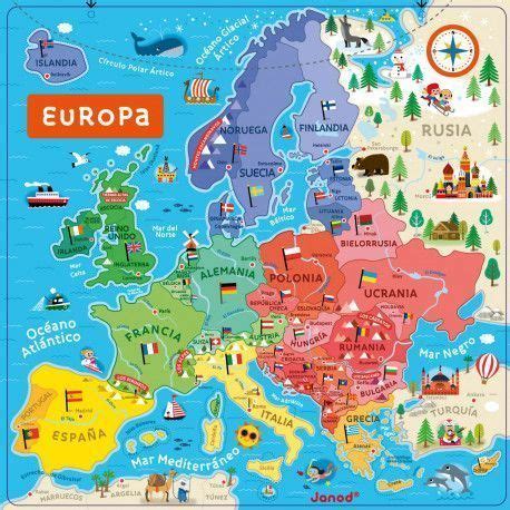 Mapa de Europa puzzle magnético en madera