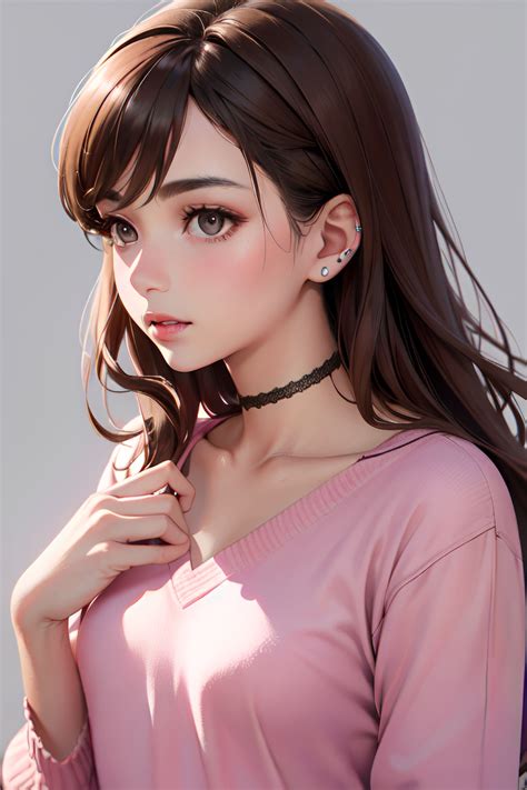 Anime Busty Small Tits S Age Pouting Lips Face White Hair Bangs Hair Style Light Skin D Onsen