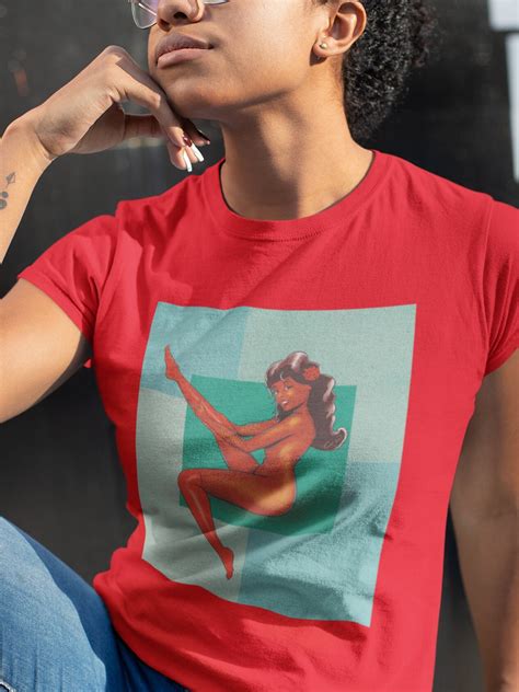Pinup Art Tee Sexy Nude Tshirt Retro Style T Shirt Vintage Style Naked Pin Up Silk Stockings
