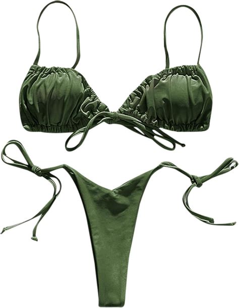 YINGXIONG Damen Sexy Bademode Badeanzug Zweiteilige Mini Triangel Oberteil G String Bikini Sets