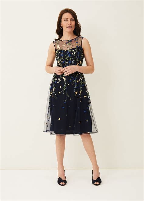 Esmeralda Embroidered Fit And Flare Dress Phase Eight