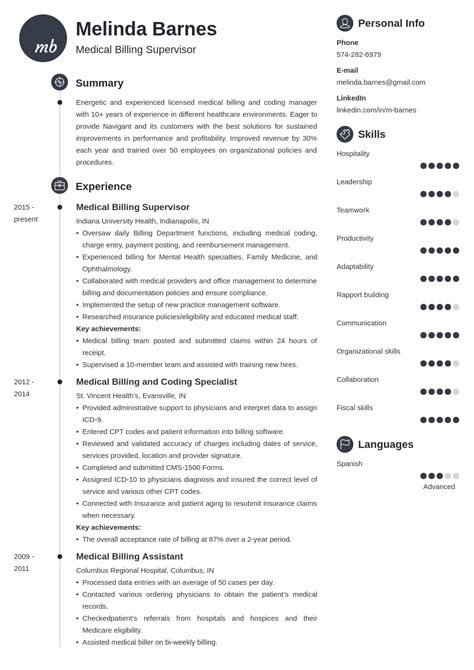 Medical Billing Resume Sample And Writing Guide 20 Tips