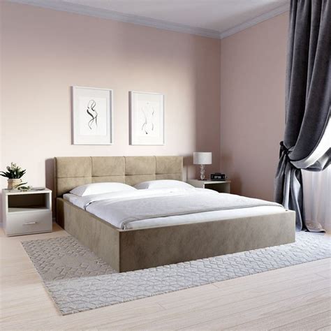 Кровать с подъемным механизмом MS Lite велюр мокка, 140х190, без ножек ...