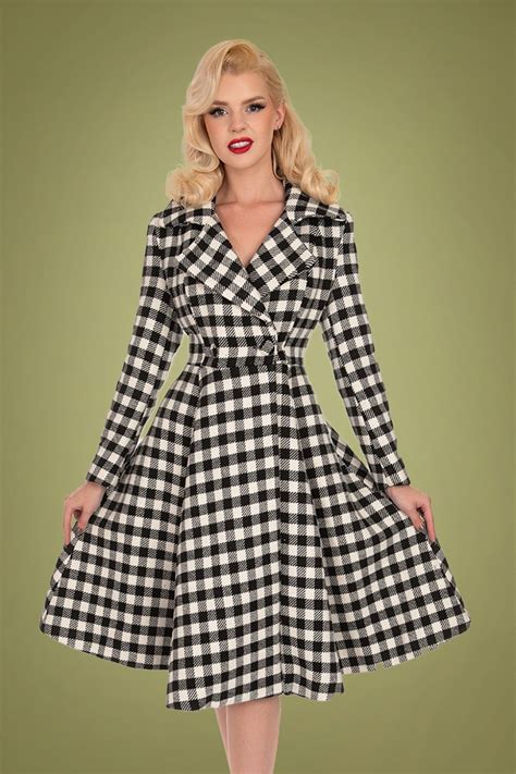 50s Heather Swing Coat In Black And Ivory