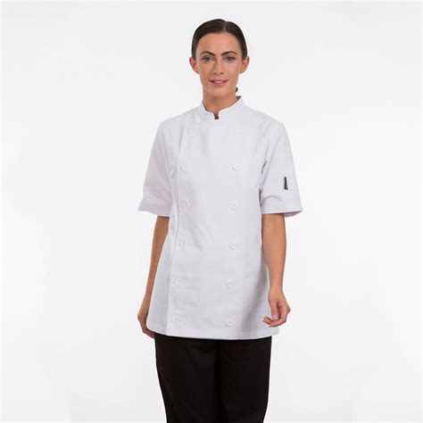 Ladies Short Sleeve Chefs Jacket White L Catering Supplies Uk