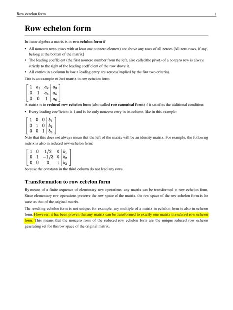 Reduced Row Echelon Form | Matrix (Mathematics) | Mathematical Concepts