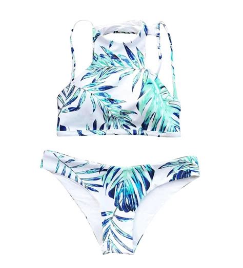 Fashion Women S Leaves Pattern Bikini Set Beach Swimwear Bathing Suit Cm O Apob