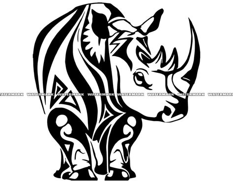 Tribal Rhino Svg Tribal Rhino Cut File Tribal Rhino Dxf Etsy