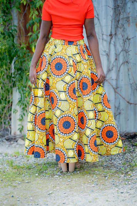 Zandile African Print Maxi Skirt Brown Zahara Designz