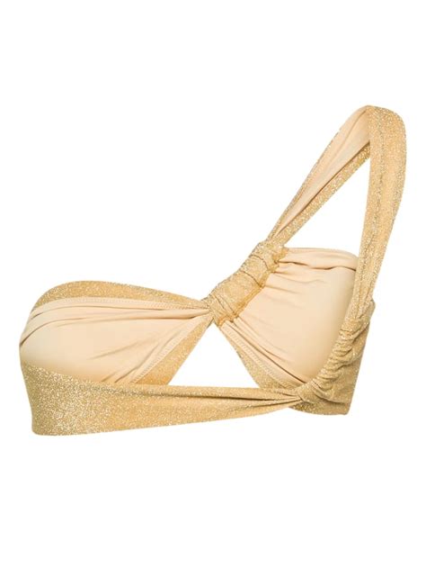 Cult Gaia Charmaine One Shoulder Bikini Top Gold Farfetch Ro