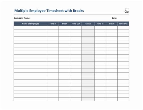employee timesheet template  lunch break