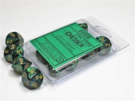 Chessex D10 Set 10 Scarab Jadegold