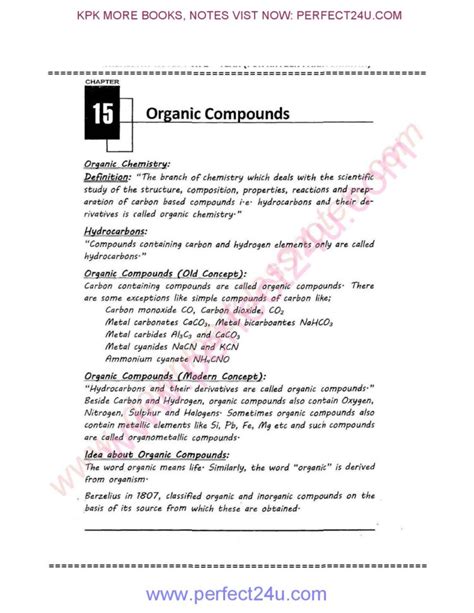 Organic Compounds Chemistry 2nd Years Notes Cha 15 Kpk Board