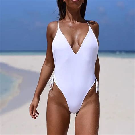 Sexy Women One Piece Swimsuit New Bandage Solid Bikini Push Up Padded Bra Swimsuit Bathing