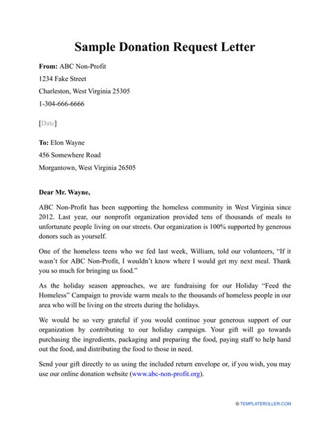 Sample Donation Request Letter Download Printable PDF | Templateroller