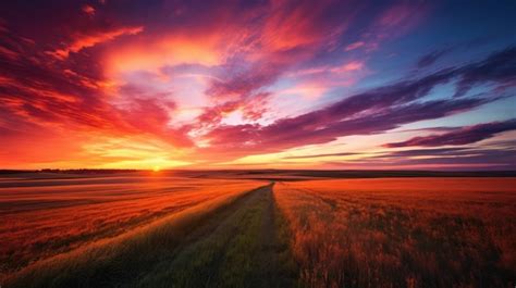 premium ai image sunset   field   sunset