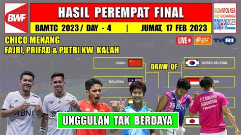 Hasil Perempat Final Badminton Asia Mixed Team Hari Ini