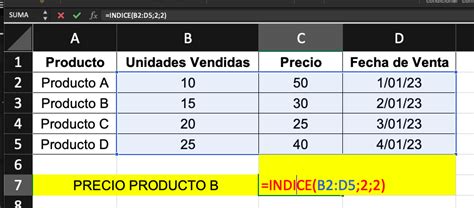 Funci N Indice En Excel