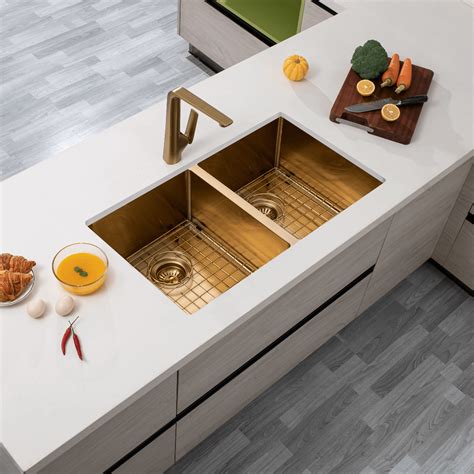 Gold Kitchen Sink Double Bowl Undermount Eos Bathware