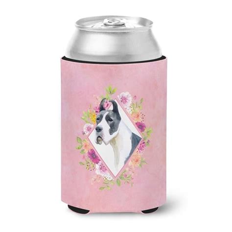 Great Dane Pink Flowers Can Or Bottle Hugger
