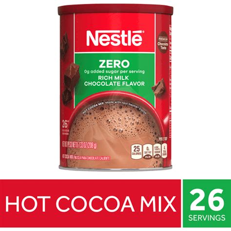 Nestle Hot Cocoa Zero 0g Added Sugar Rich Milk Chocolate Flavored Mix Powder For Hot Chocolate