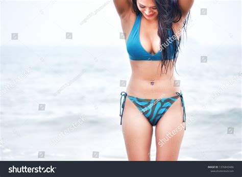 Sexy Asia Woman Wearing Bikini On Foto Stok Shutterstock