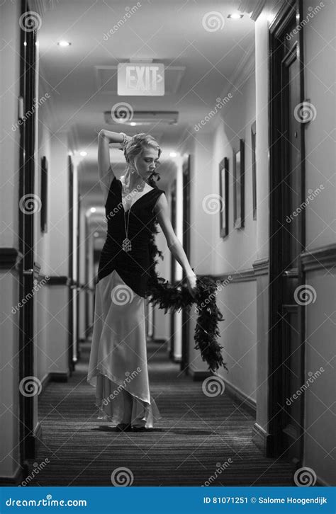 Blonde Woman Posing In Hotel Hallway Stock Image Image Of Glamor Hairdo