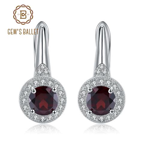 GEM S BALLETT 2 10 Ct Natürliche Rote Granat Edelstein Ohrringe 925