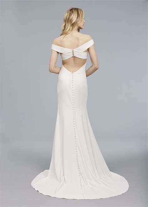 Simple Crepe Wedding Dress With Cross-Back
