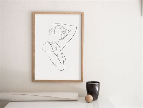 Abstract One Line Nude Drawing Single Line Woman Sketch Etsy