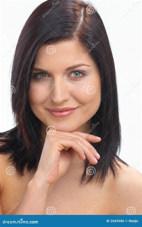 Brunette Photo Stock Image Du Femme Ressort Assez Main